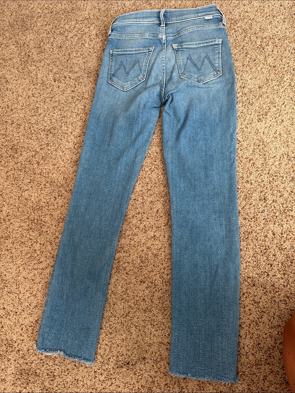 MOTHER Light Blue Straight Raw Hem Ankle Jeans